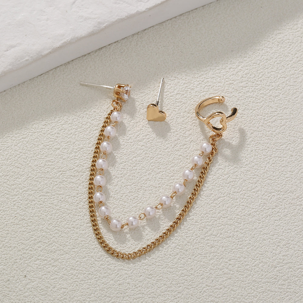 Korean Version Of The Pearl Earring Earring Earbone Clip No Ear Holes Cold Wind Love Earrings Ornaments