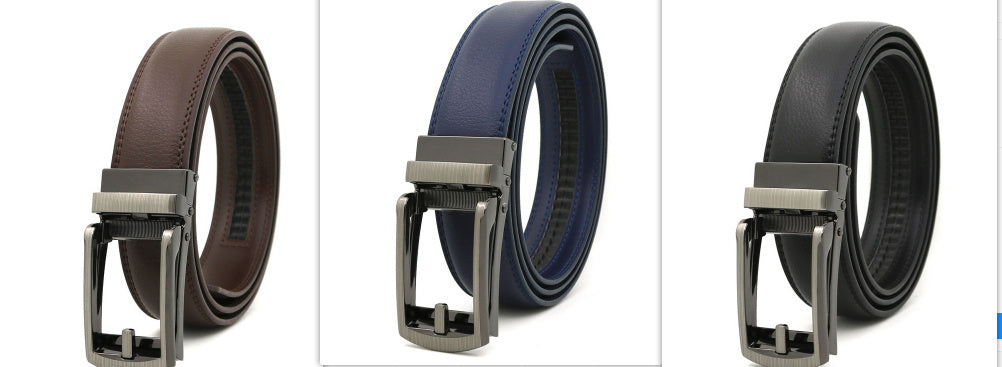 Men's Fake Needle Automatic Buckle Cowhide Belt - Detailed Sophistication