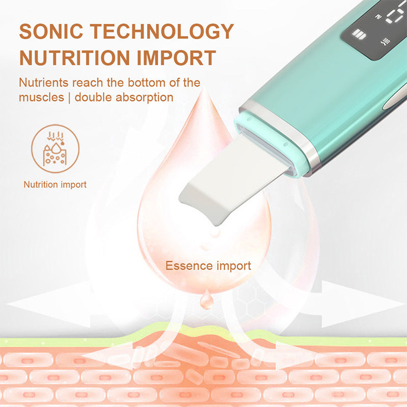 Ultrasonic Vibration Pormask Remover Djuprengöring Ansiktsskrubber Porrengöring Lyftmaskin Ansiktsbehandling Led Peeling Shovel