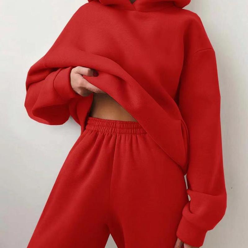 2020 Spring Cross-border Women's Casual Hooded Sweater Two-piece Suit