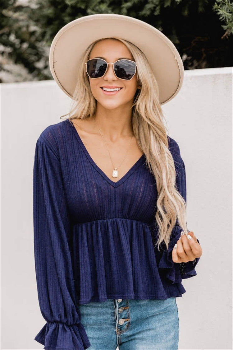 Striped Slim Long-Sleeved Top - Stylish & Comfortable