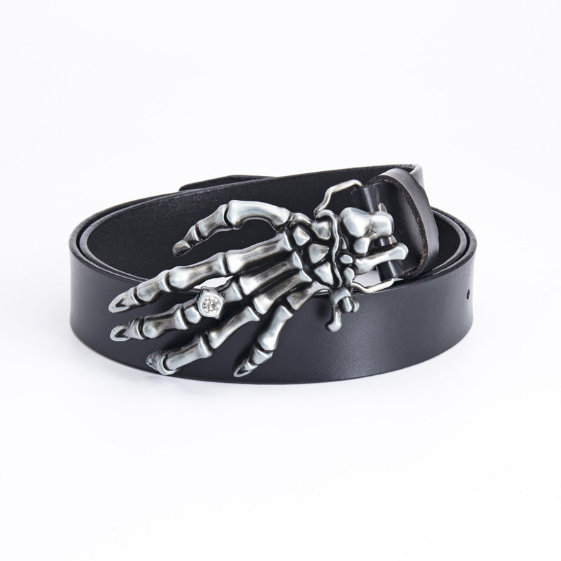 Men's Leather Belt Skull Big Head Claw Outdoor Rider - Rebellious Adventure