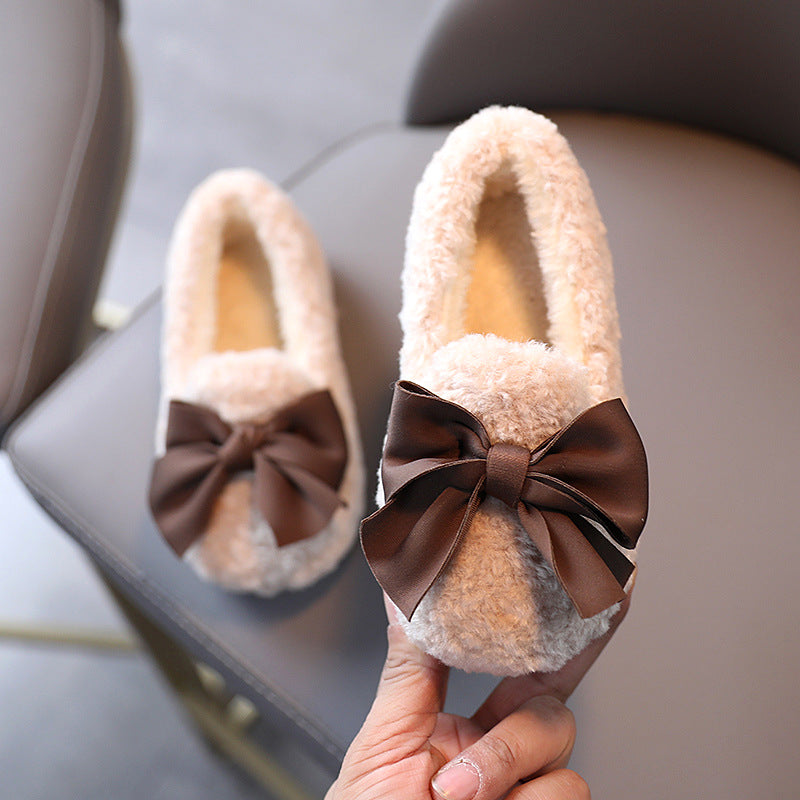 Chaussures isolées en coton rembourré pour enfants, chaussures en fourrure pour filles