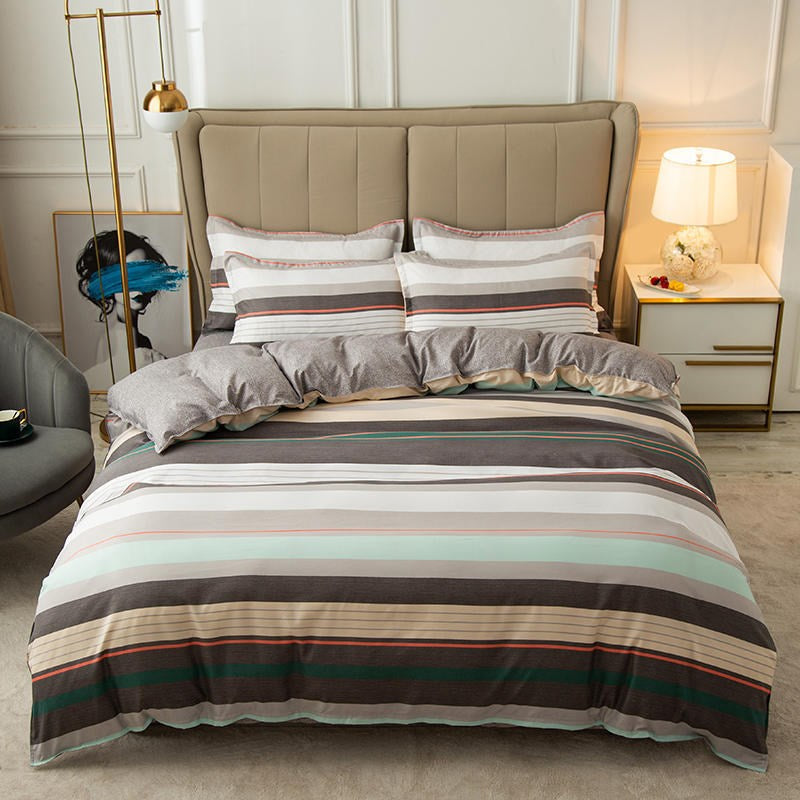 Cover Set Säng Bomull Quilt Sänglakan Sängkläder Täcke Monterad