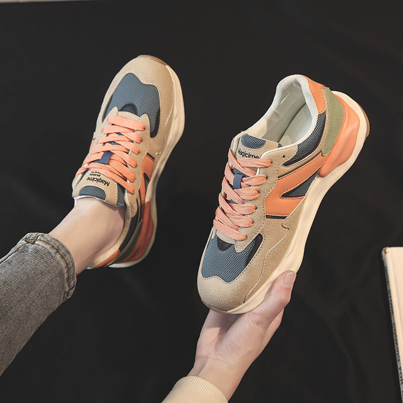 Women's Korean Style Breathable White Platform Sneakers - Autumn