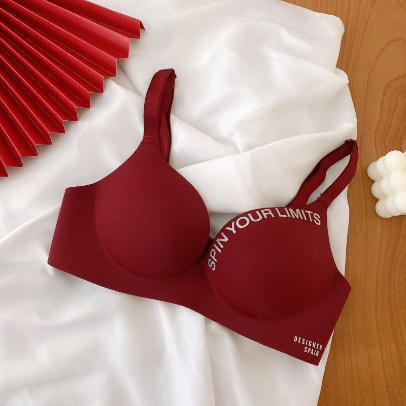 Soutien-gorge une pièce avec lettres britanniques, sans couture, sous-vêtements réglables sans fil pour femmes