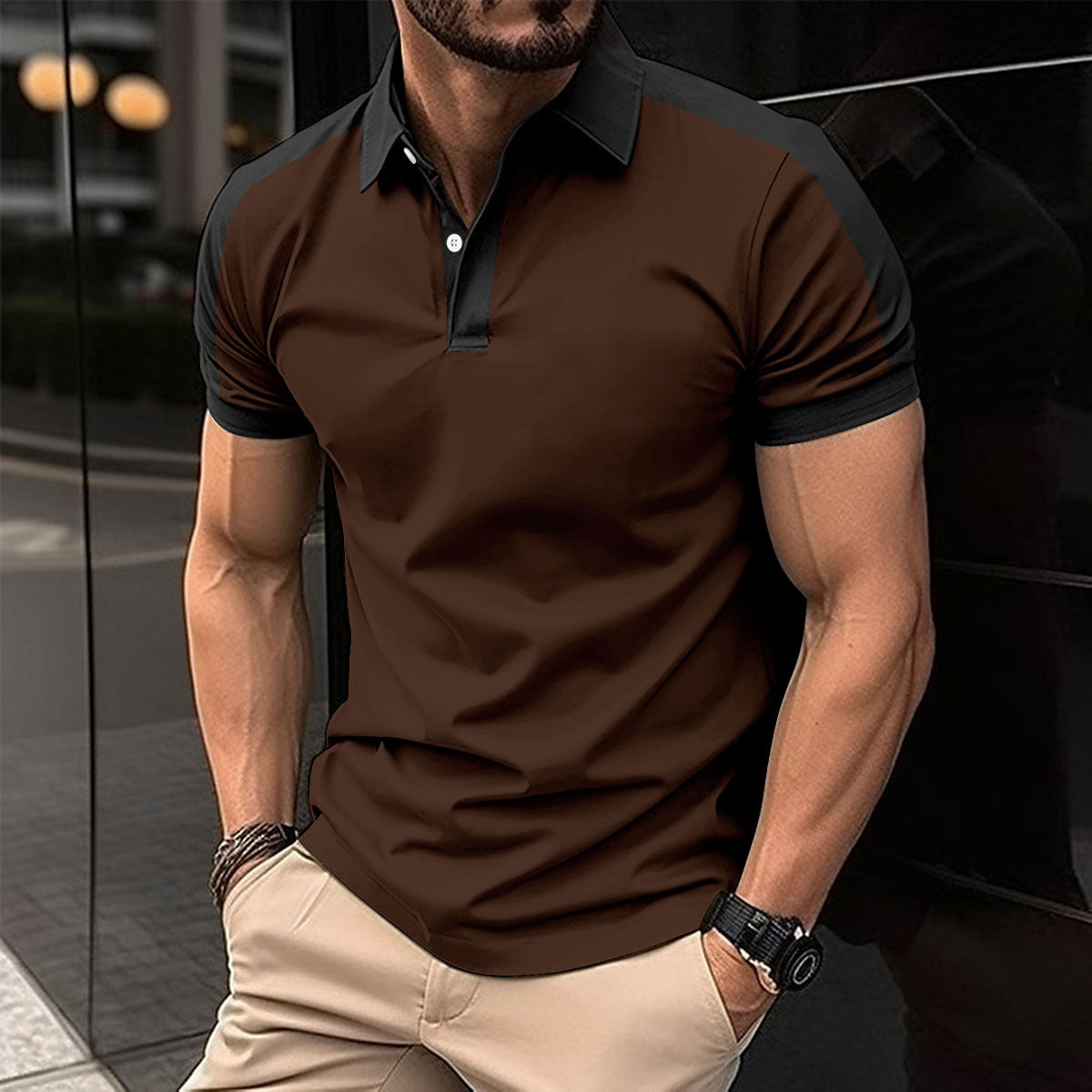 Herr Kortärmad Business-skjorta Sommar Casual Poloshirts