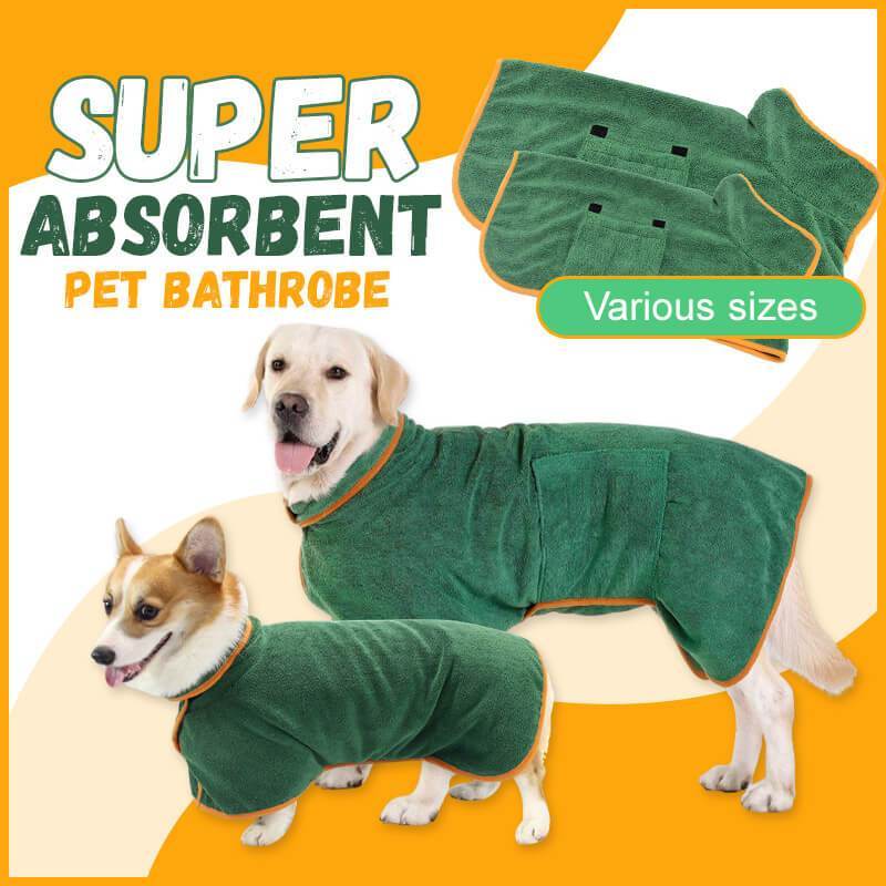 Absorbent Pet Bathrobe - Microfiber Dog Drying Coat with Adjustable Straps