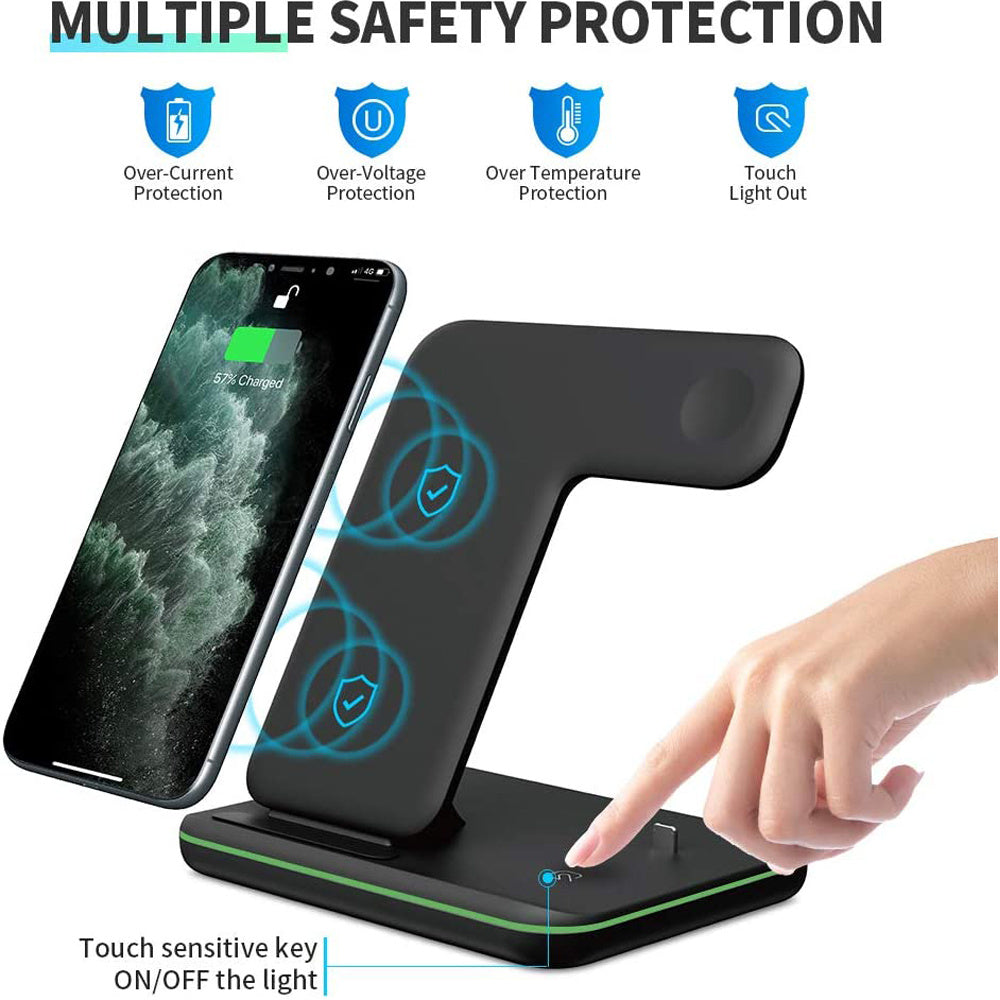 3-in-1 Wireless Charger Stand - Compatible with Phone, Watch & AirPods