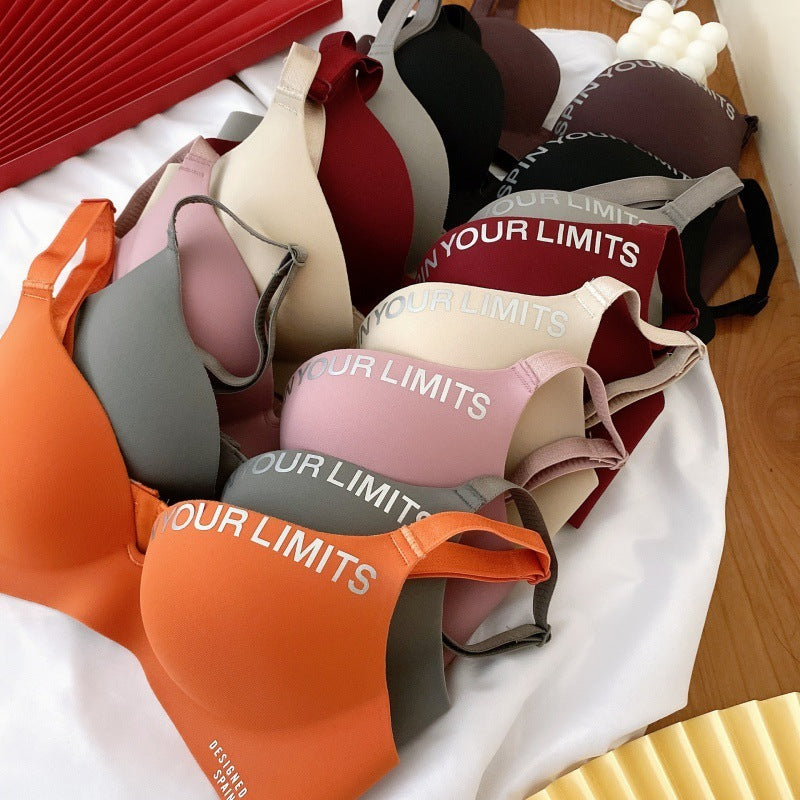 Soutien-gorge une pièce avec lettres britanniques, sans couture, sous-vêtements réglables sans fil pour femmes