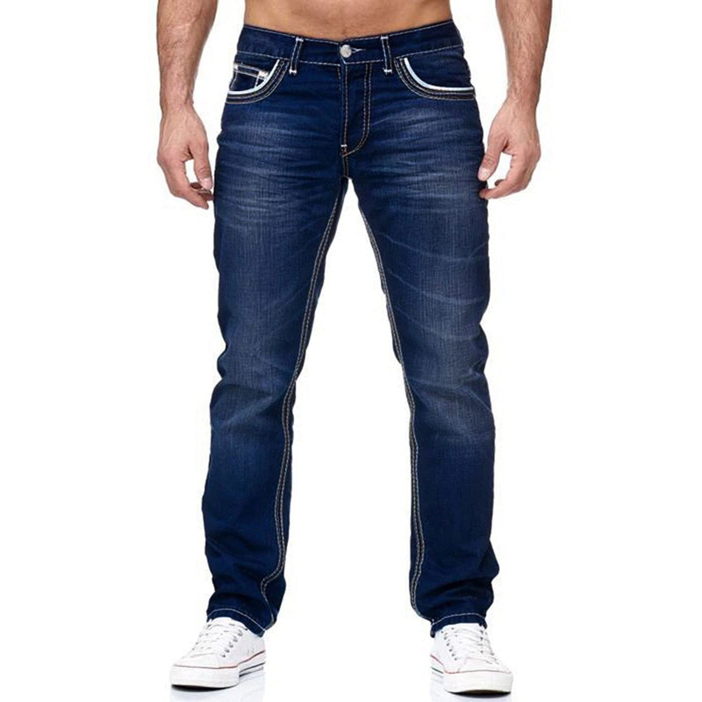 Herr Jeans Med Fickor Raka Byxor Business Casual Daily Streetwear Byxor Herrkläder