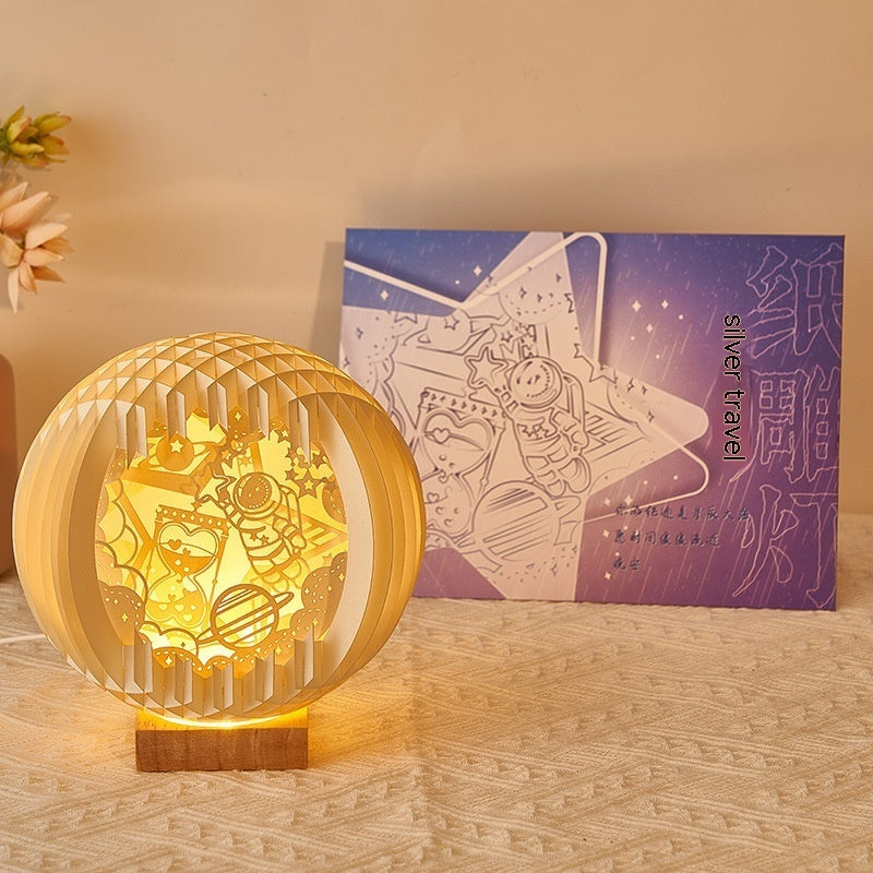 Sculpture sur papier, petite lampe de nuit créative en trois dimensions, décoration créative pour la maison