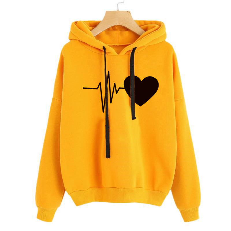 Hjärttryck Streetwear Hoodies Dam Sweatshirt Vår Höst Långärmad Hoodie Kläder