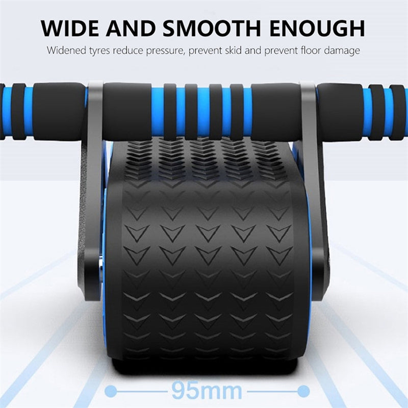 Dubbelhjulig magtränare Kvinnor Män Automatisk Rebound Ab Wheel Rull Midja Tränare Gym Sport Hem Träningsutrustning