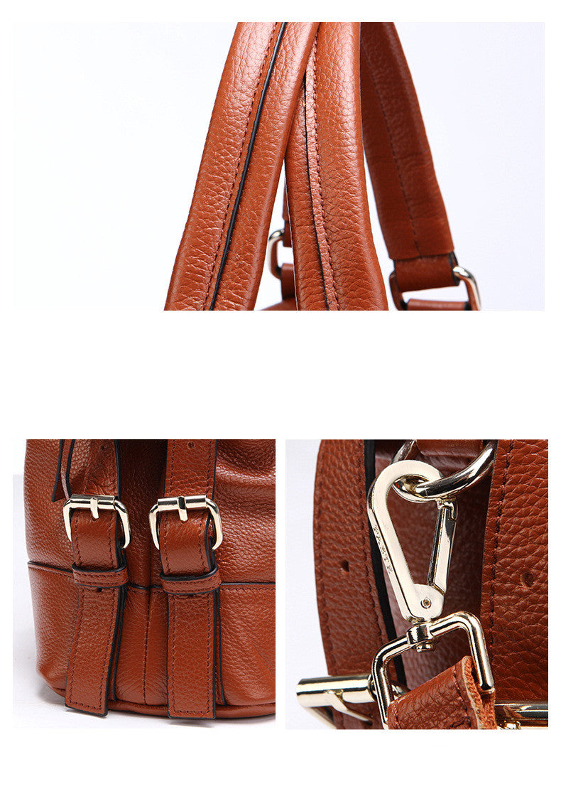 Premium Full-Grain Leather Tote - European Craftsmanship Cowhide Bag for Ladies