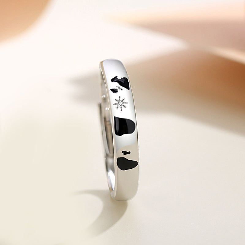 Par Ringar Sterling Silver män och kvinnor öppen mun