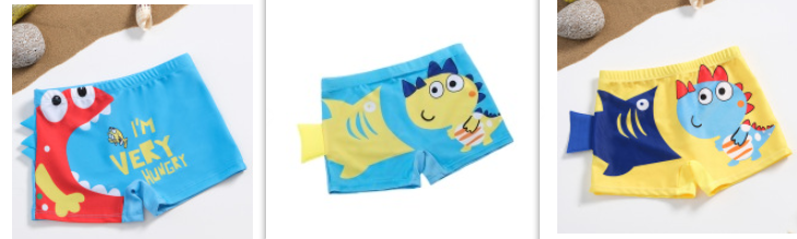 Maillot de bain mignon dessin animé pour grands enfants, short imprimé