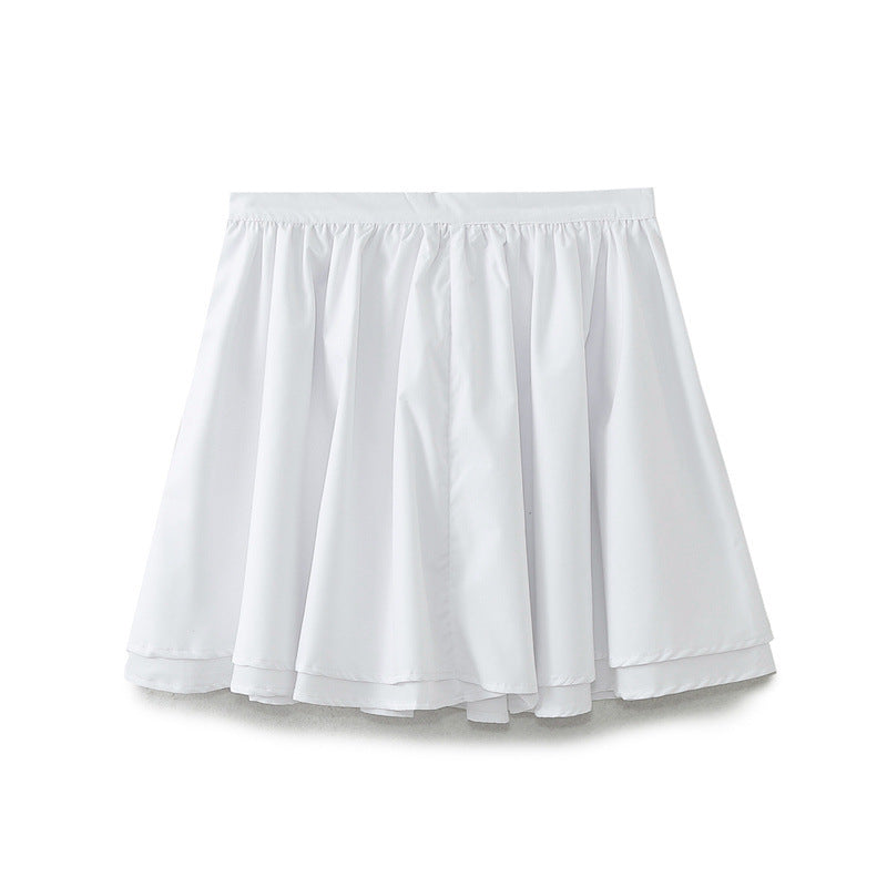 Professional European American Solid Color A-Line Skirt - Polyester High-Waisted (Picture Color, XS-L, College Style)