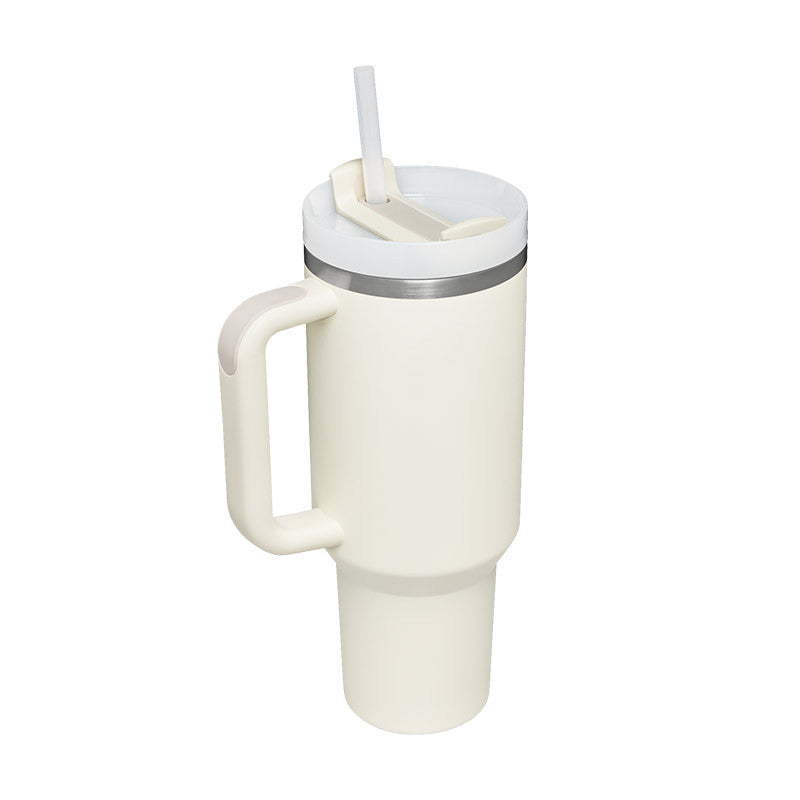 Alla hjärtans dag present termisk mugg 40 oz halm kaffe isoleringskopp med handtag Bärbar bil rostfritt stål vattenflaska stor kapacitet Resa BPA fri termisk mugg