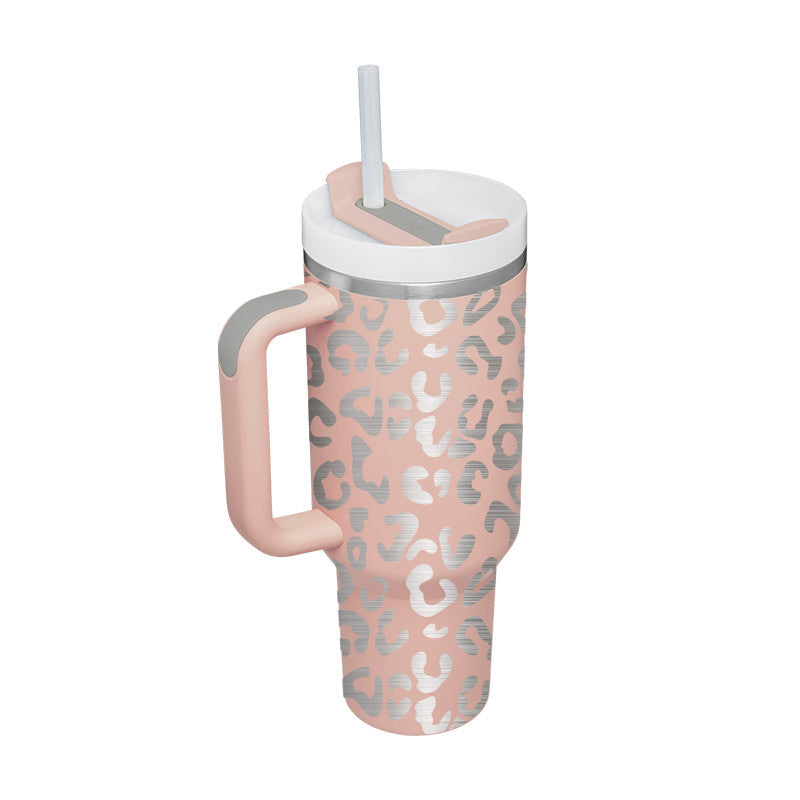 Alla hjärtans dag present termisk mugg 40 oz halm kaffe isoleringskopp med handtag Bärbar bil rostfritt stål vattenflaska stor kapacitet Resa BPA fri termisk mugg
