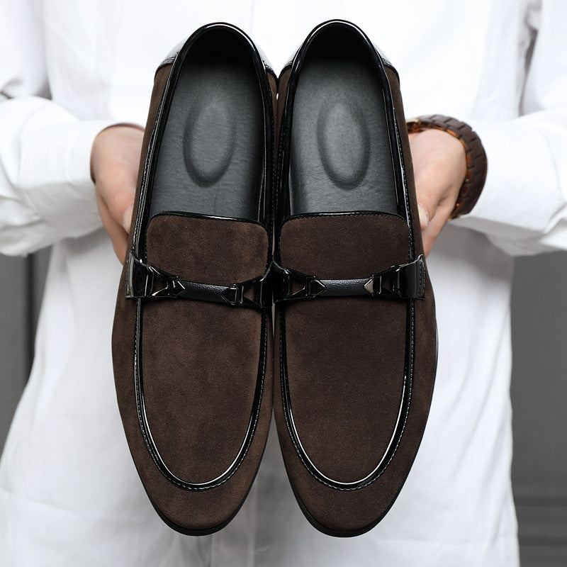 New Men's Business Formal Leisure Slip On Korean Style Black Plus Size Classic British Fashion Wedding Leather Shoes Men