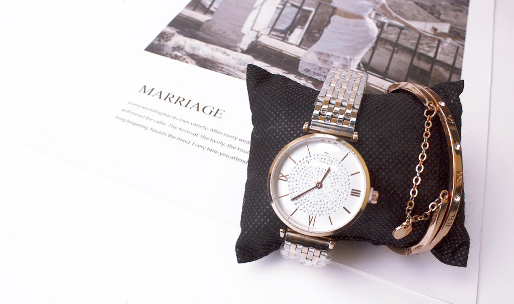 Wrist Watches Douyin The Same Gypsophila Watch Set Wechat Ladies Watch Bracelet Two-Piece Set - Stylish Functional Sleek Modern Versatile Elegant Must-Have