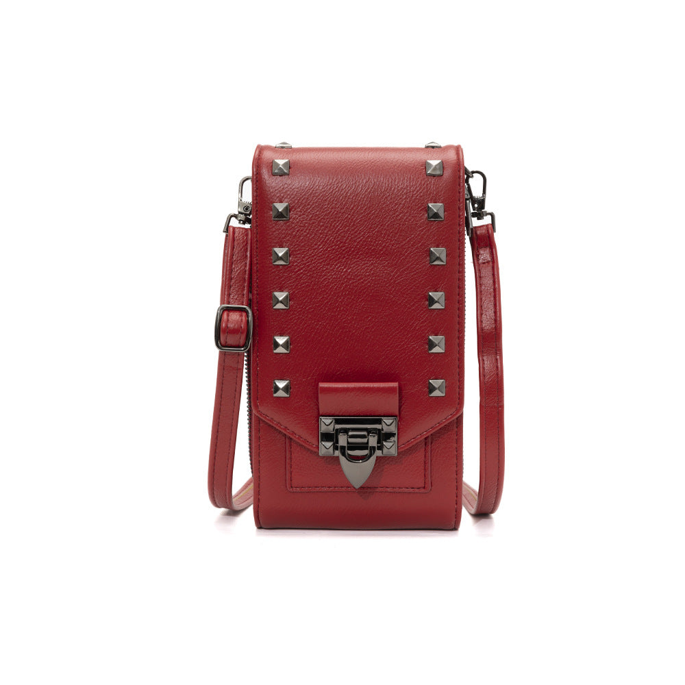 Rivet Design Axelväskor Mobiltelefon Handväska Enfärgad Crossbody-väskor Dam