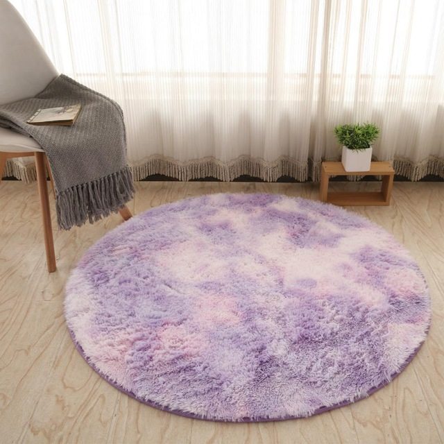 Fluffig rund matta Mattor för vardagsrumsinredning Fuskpälsmatta Barnrum Långa plyschmattor för sovrummet Shaggy Area Matta Modern matta