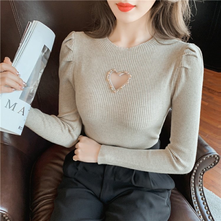Ny Hollow Heart Pärlstickad bottenskjorta för kvinnor