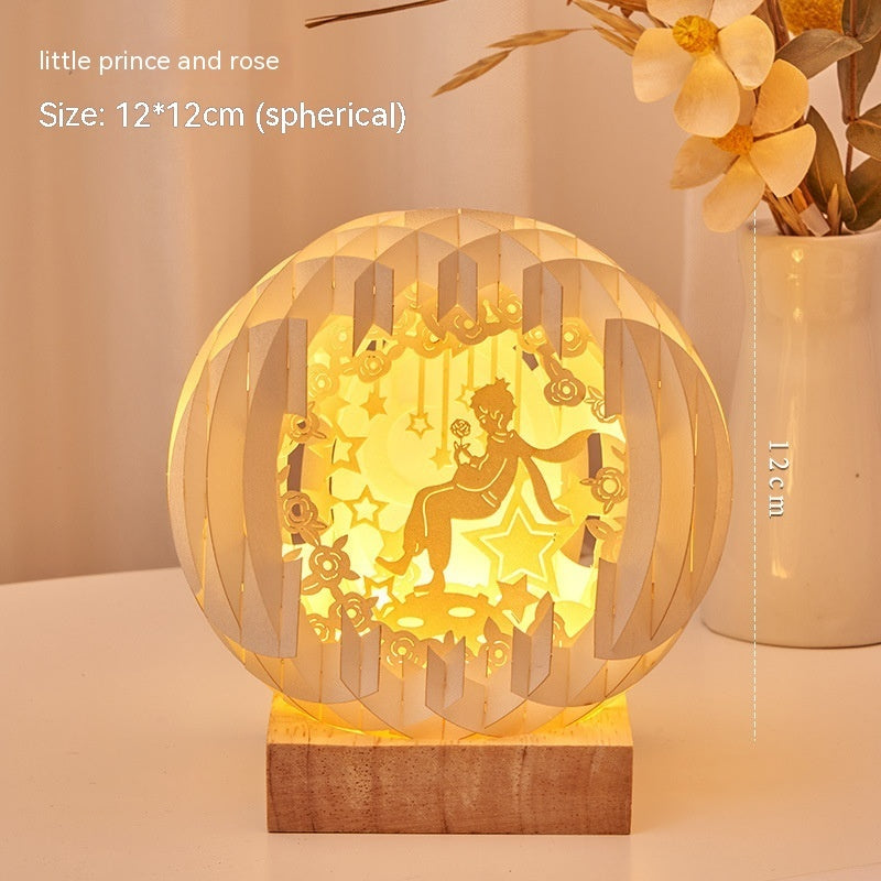 Sculpture sur papier, petite lampe de nuit créative en trois dimensions, décoration créative pour la maison