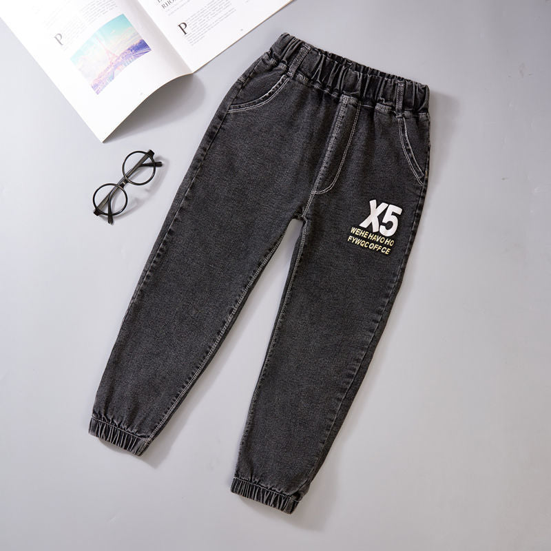 Pojkjeans Höst och vinter Nya ett stycke sammet