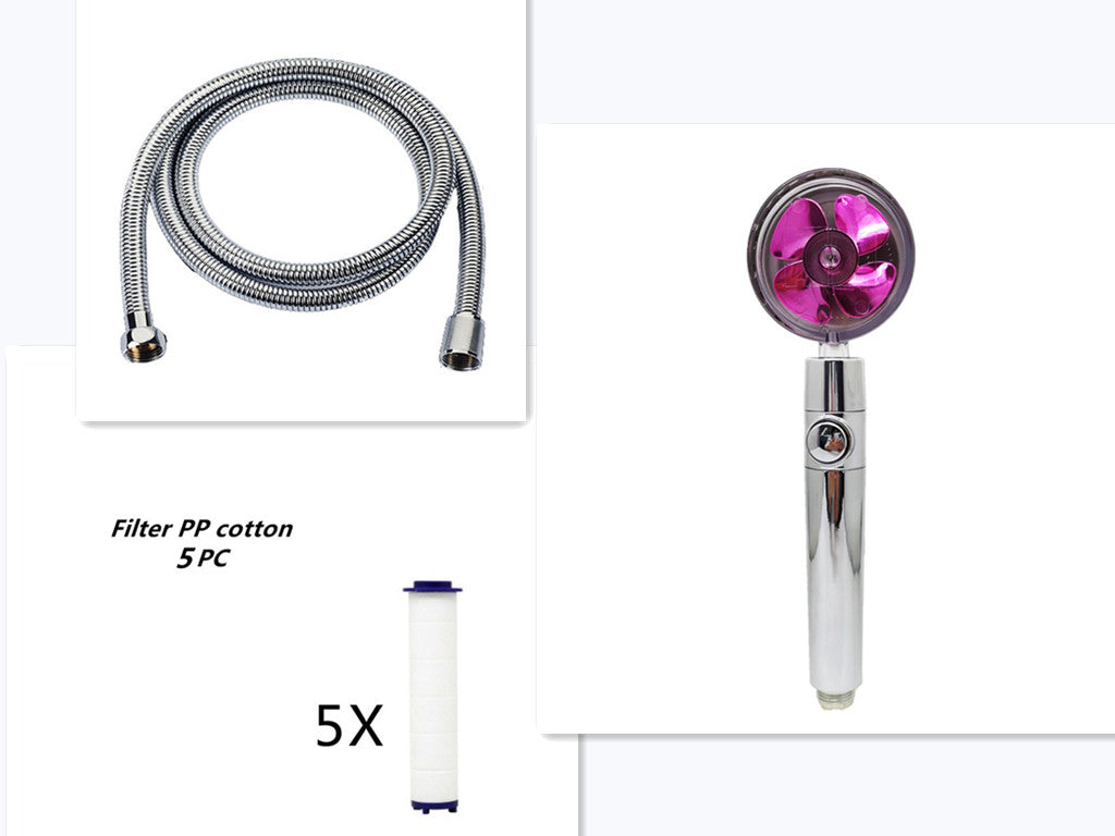 Pommeau de douche à hélice avec bouton d'arrêt et filtre en coton, buse de douche à main haute pression turbocompressée