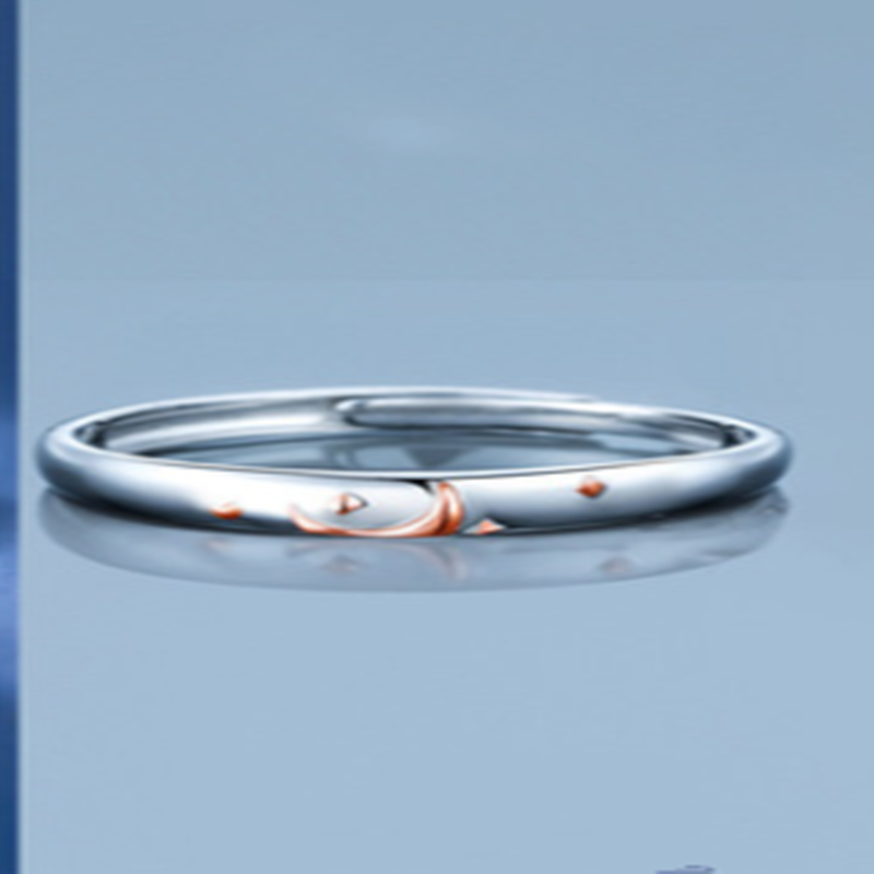 Sun Moon Sterling Silver Par Ringar för kvinnor och män