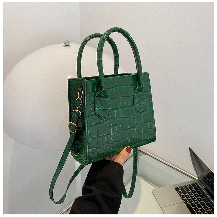 Dammode Enkel enfärgad Crossbody-väska i stenmönster