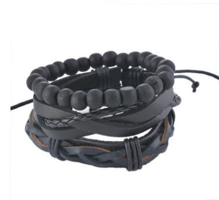 Läderarmband män Flerlagers pärlorarmband Punk wrap armband för kvinnor Vintage punk män smycken