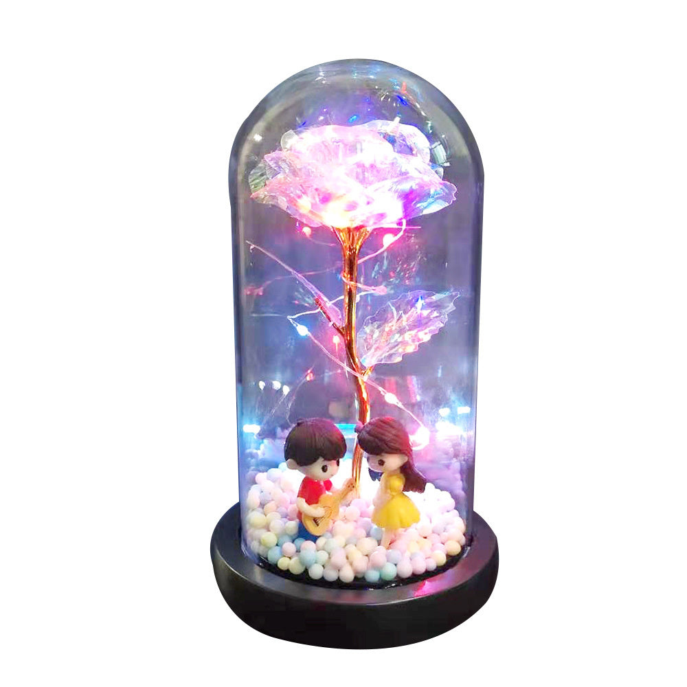 Rose éternelle de beauté en flacon, décoration de mariage, fleurs artificielles, couverture en verre pour cadeau de saint-valentin, décoration de maison