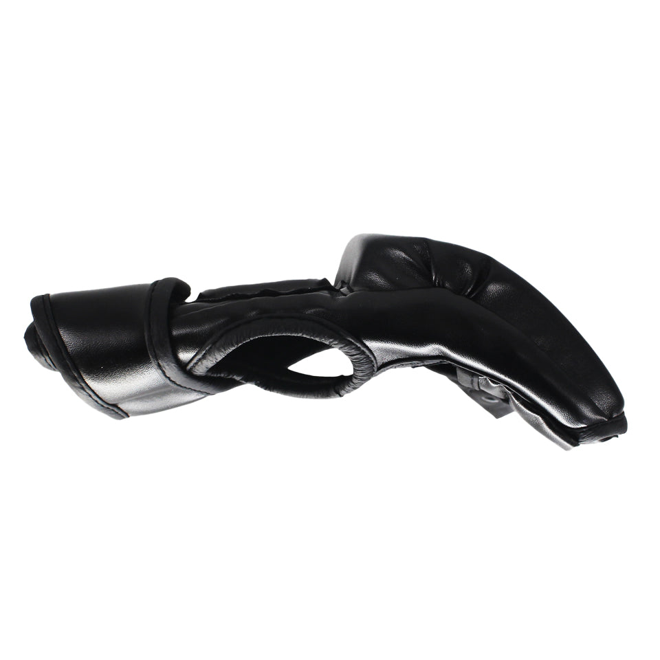 Professional Boxing Gloves - Leather Construction (Black, Adult Size, MMA Training)