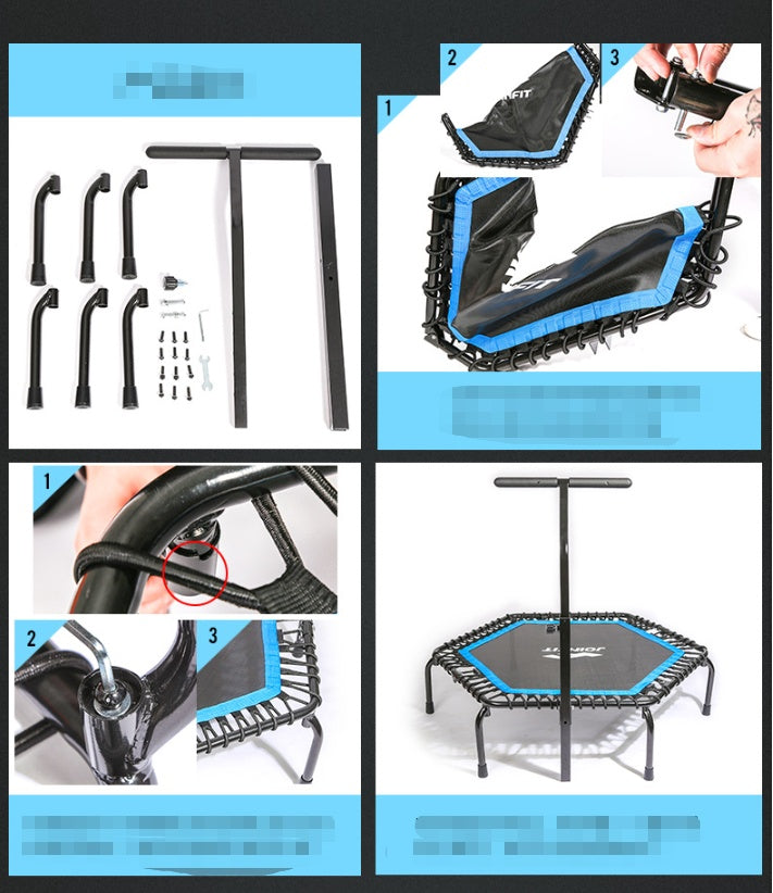 Trampoline for Home Gym - Fitness Handrail Trampoline