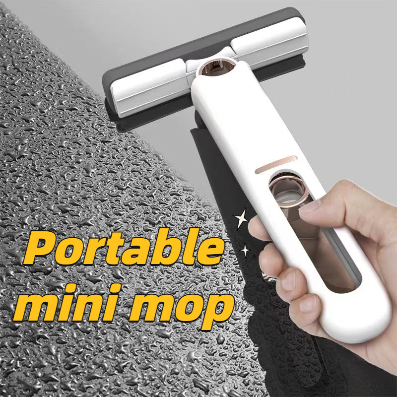 Ny bärbar självpressande mini-mopp, lat handtvättfri stark absorberande mopp multifunktionell bärbar pressrengöringsmopp skrivbord fönsterglasrengöring kök bil svamp rengöringsmopp hem rengöringsverktyg
