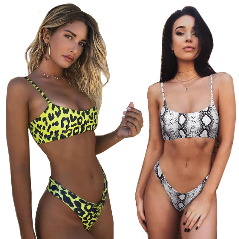 Leopardmönstrad bikini-baddräkt