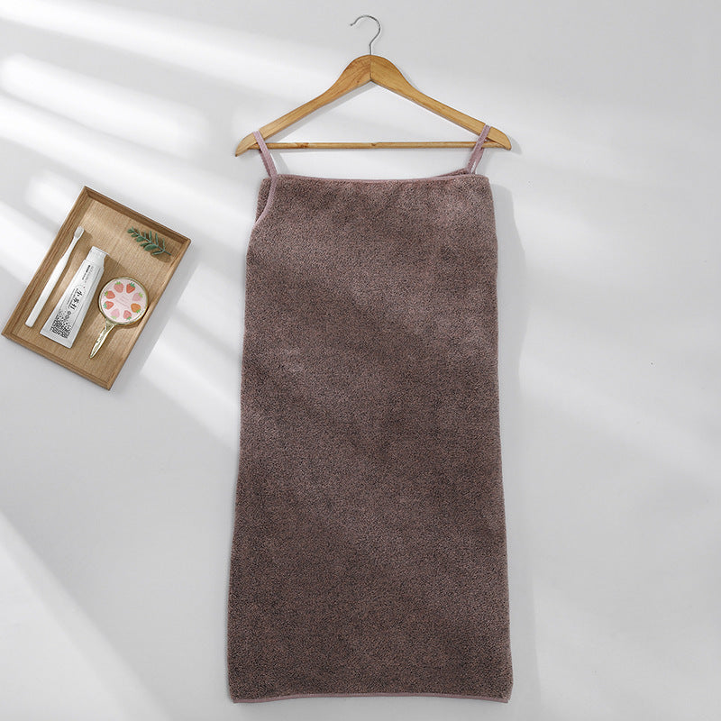 Coral Fleece Women's Sling Bath Towel Can Be Worn For Bathing