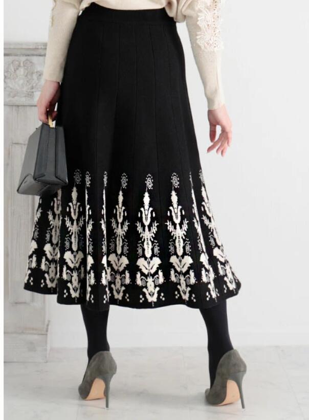 Jacquard Slim Knit A-Line Temperament Long Dress