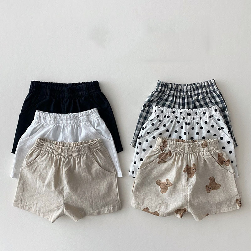 Ins Baby Lösa Tunna Bomulls- Och Linneshorts Barnslig Stil