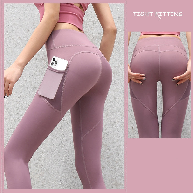Gym Sport Seamless Leggings With Pockets Push Up High Waist Pants Women Fitness Running Yoga Pants Gym Sport Seamless Leggings - Pocket Performance