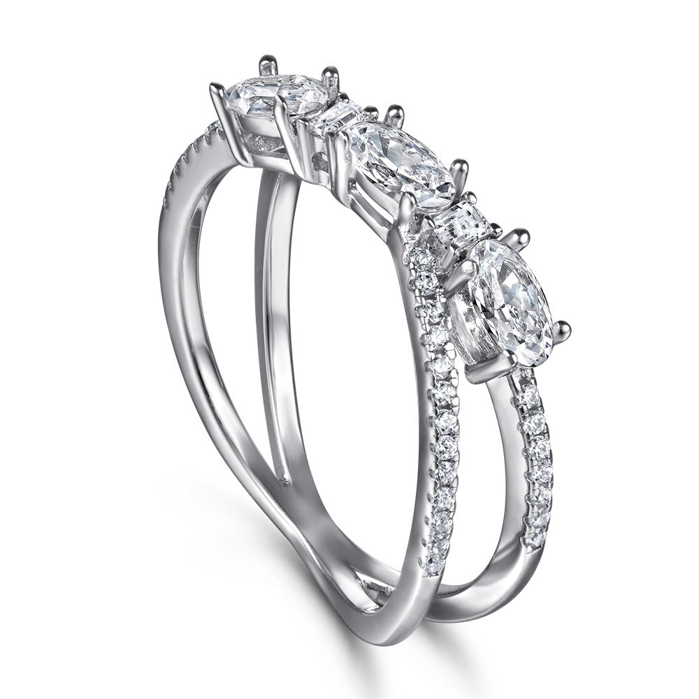 Anneaux 925 argent rotatif croix Denier Zircon bague de fiançailles de mariage pour femmes