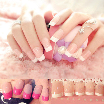 Professional French Long Nail Patches - Normal Specifications | Finished Nail Art Effect