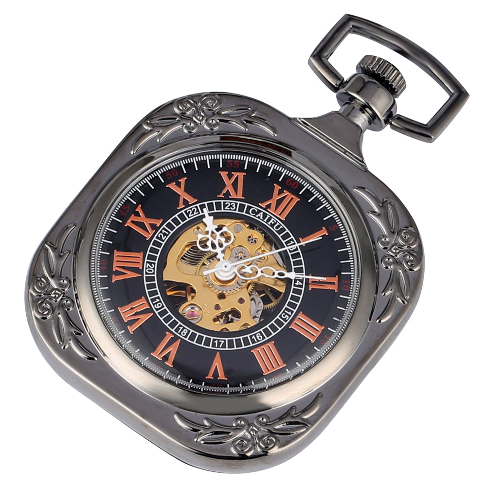 Retro Square Manual Mechanical Big Pocket Watch - Sophisticated Timeless Nostalgic Statement Unique Watchmaking