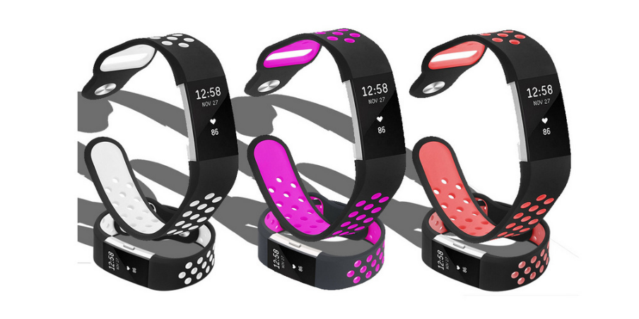 Fitbit Strap Charge2 Bracelet en silicone à trou rond monochrome
