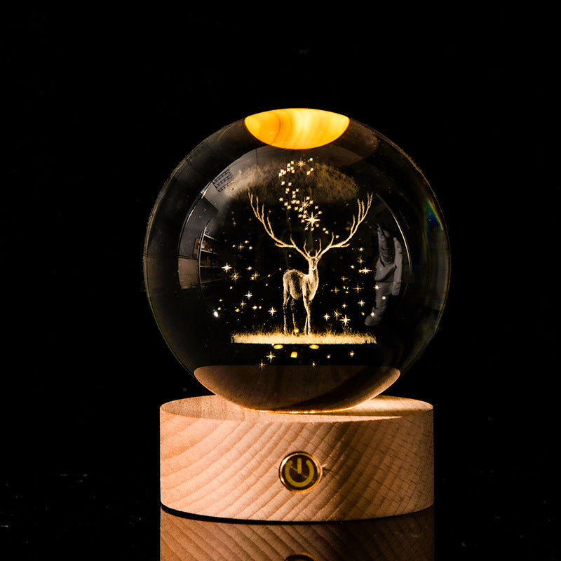 Lysande Galaxy Crystal Ball Dekoration 3D Laser Inre Carving