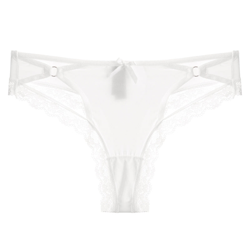 Cross-cut hollow bow panties